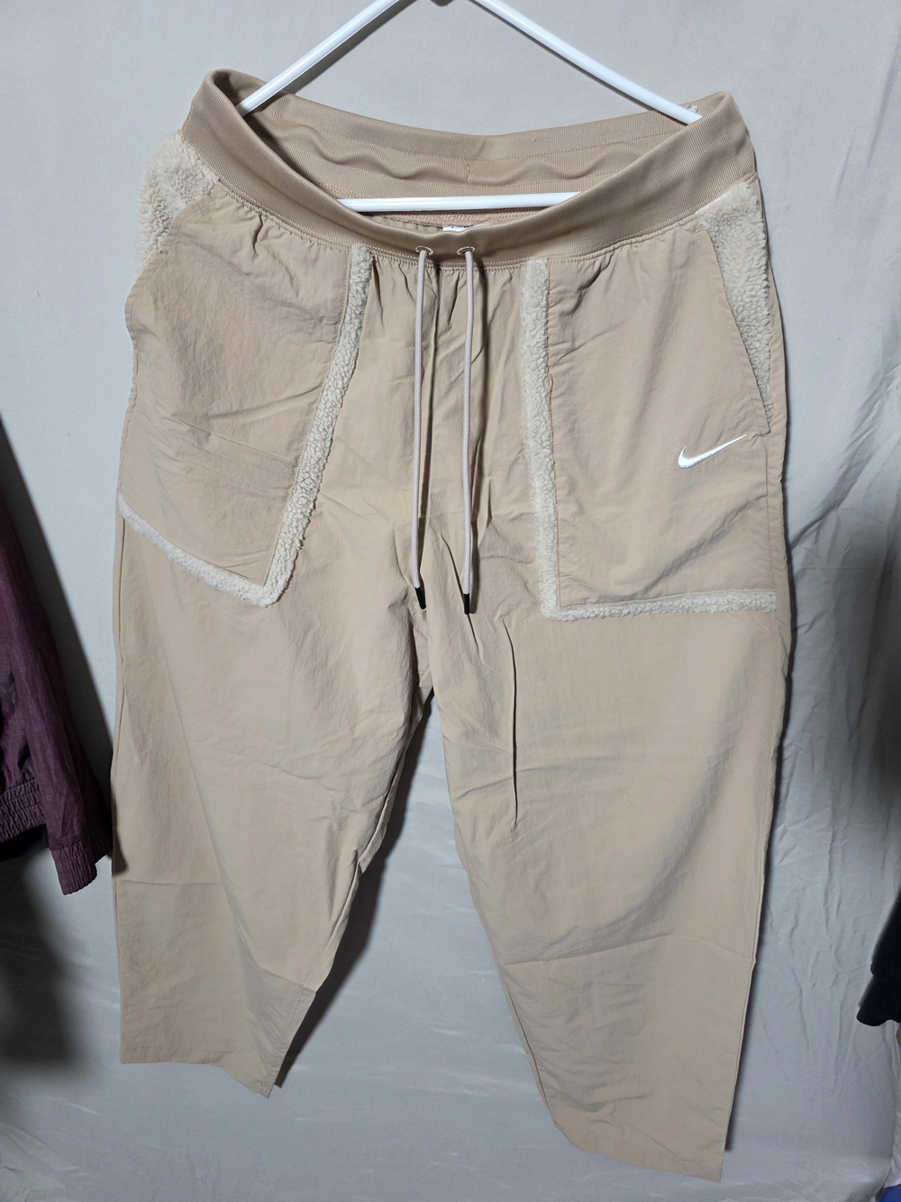 Nike Beige Fleece-Trim Joggers